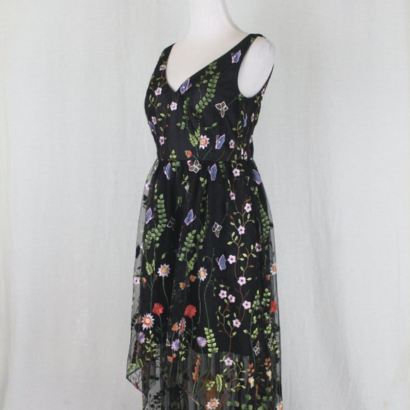 Adrianna Papell Embellished Black Tulle Gown - Picture 2 of 8